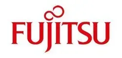 Fujitsu logo in red with a stylized infinity symbol above the wordmark.