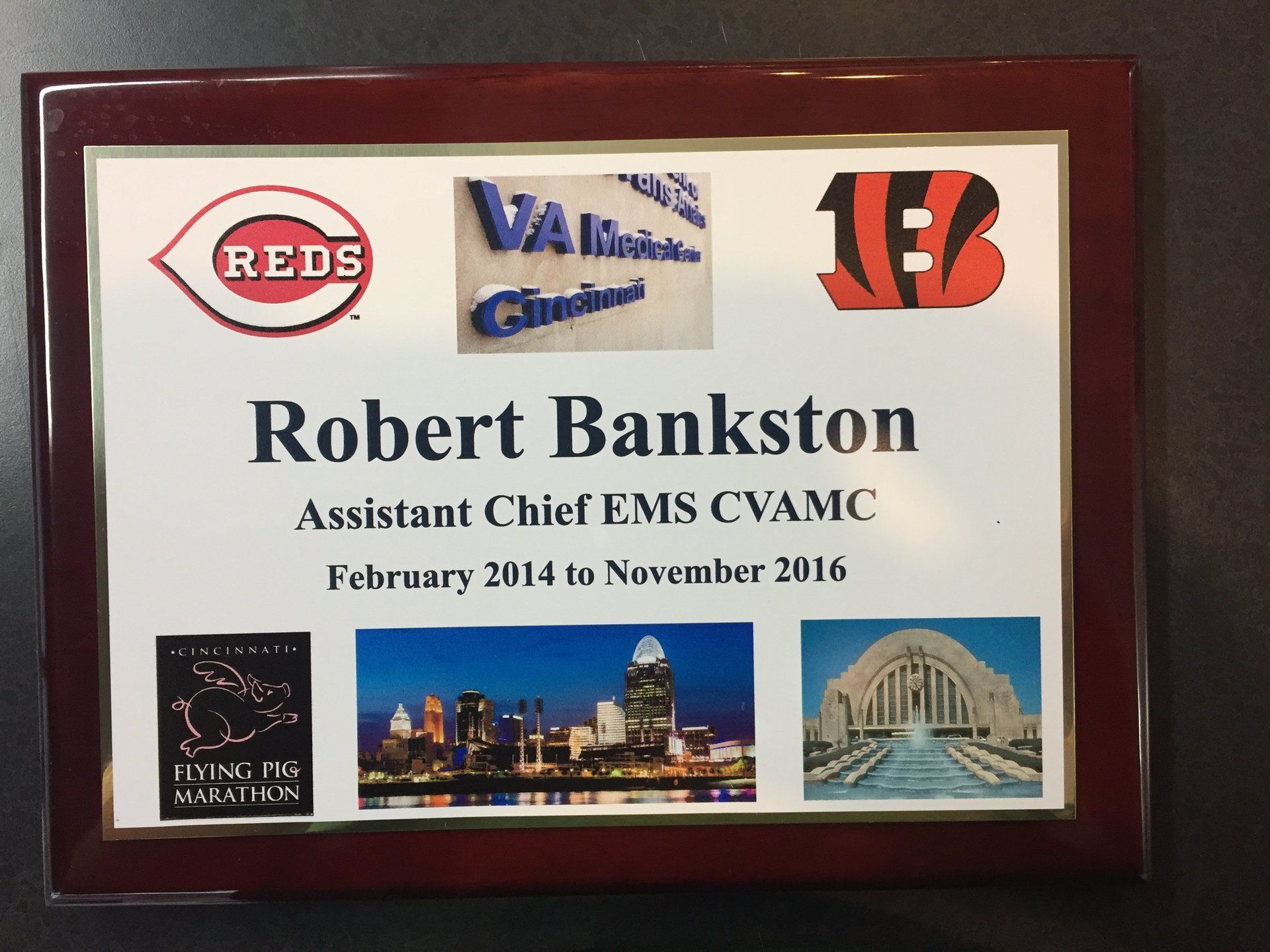 colored print on rosewood