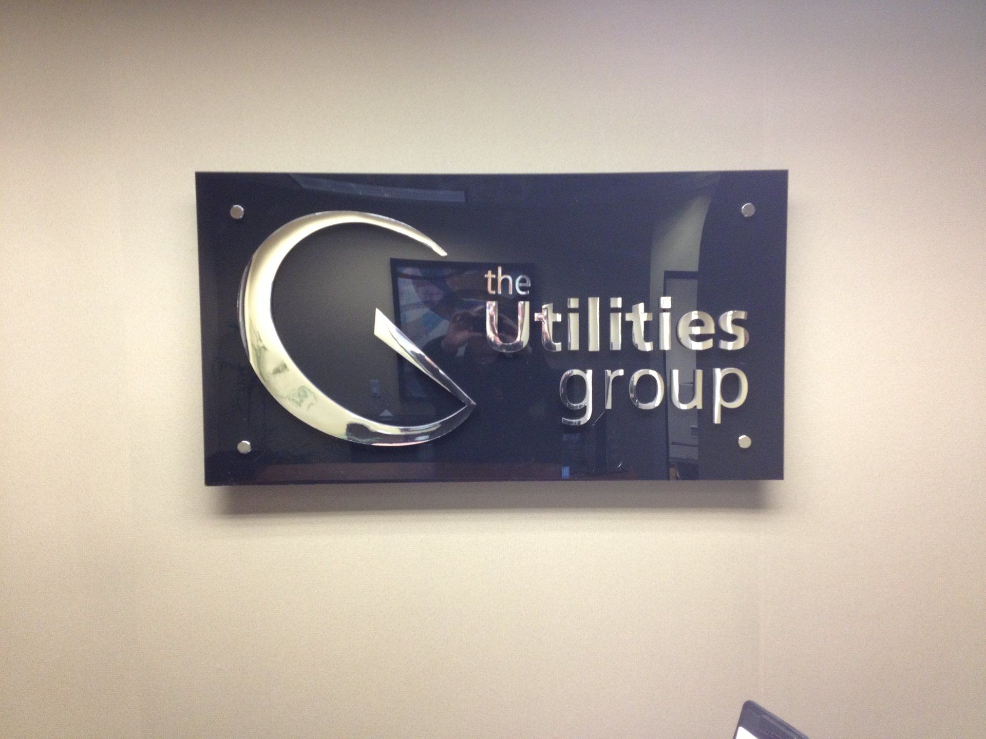 dimensional letters on black acrylic