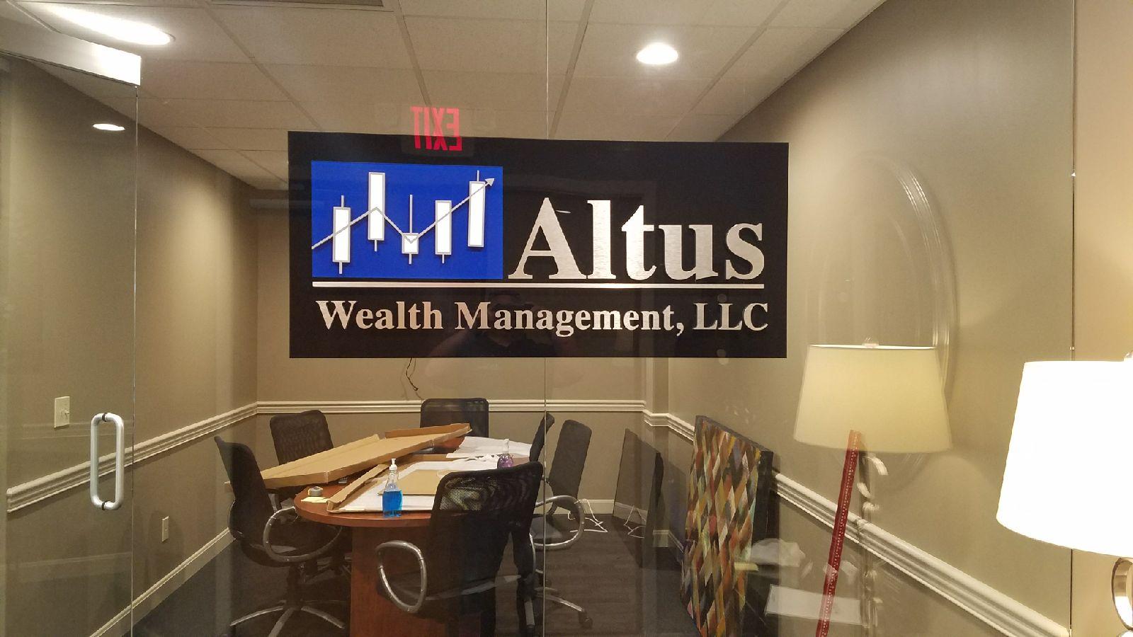 dimensional silver letters on black acrylic