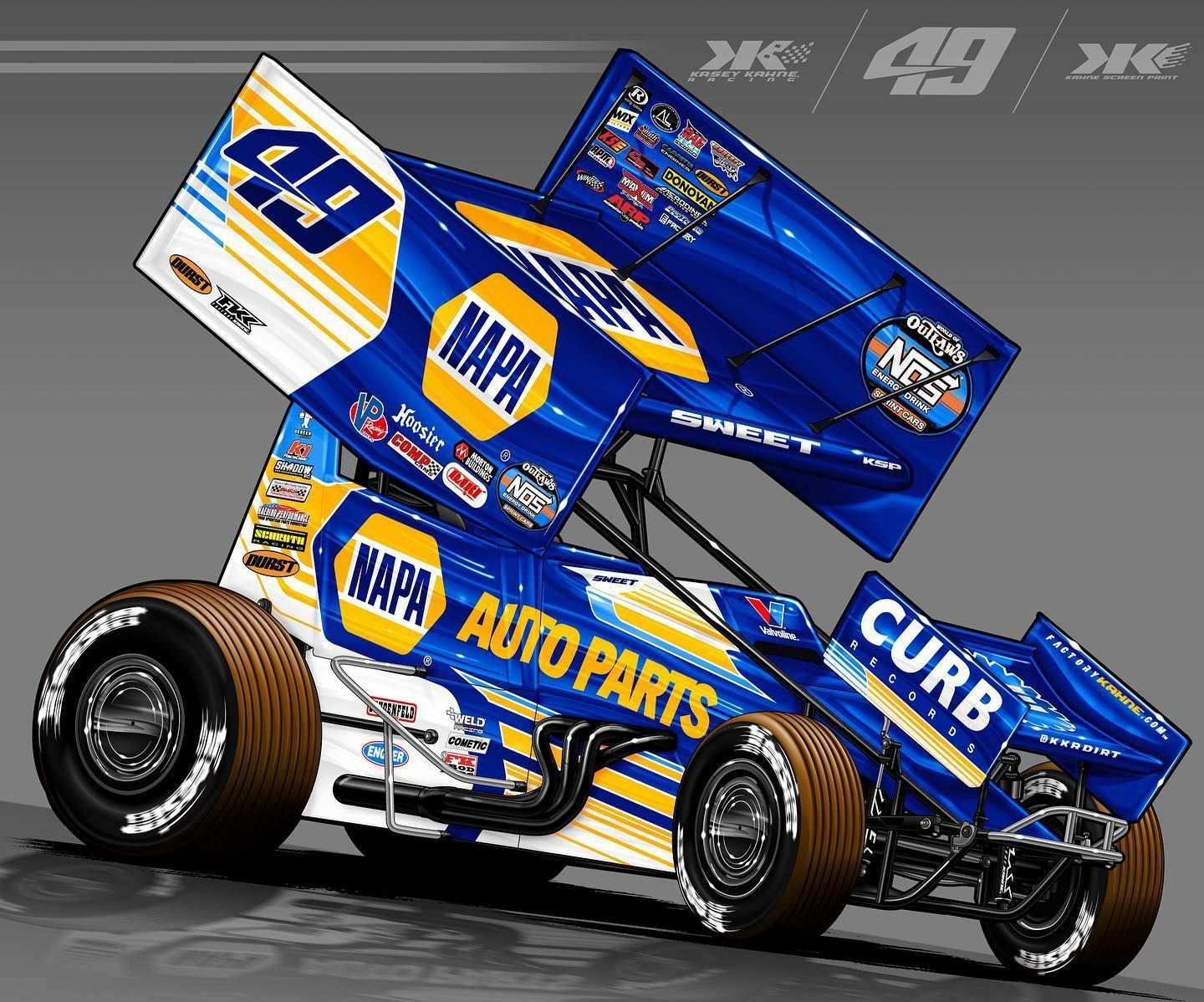 A race car with napa auto parts written on it
