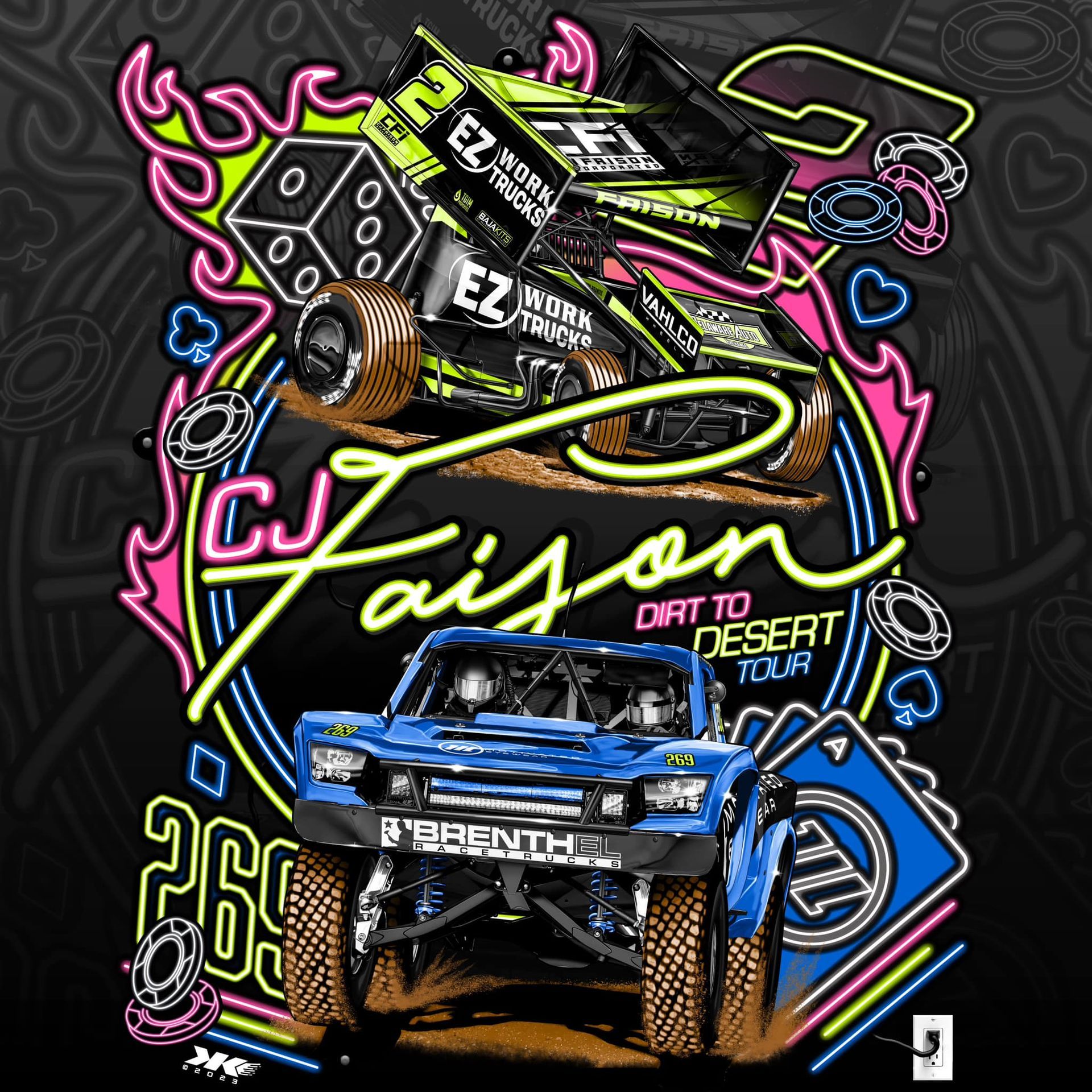 A t-shirt design for a dirt to desert tour