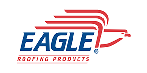 A logo for eagle roofing products with an eagle on it
