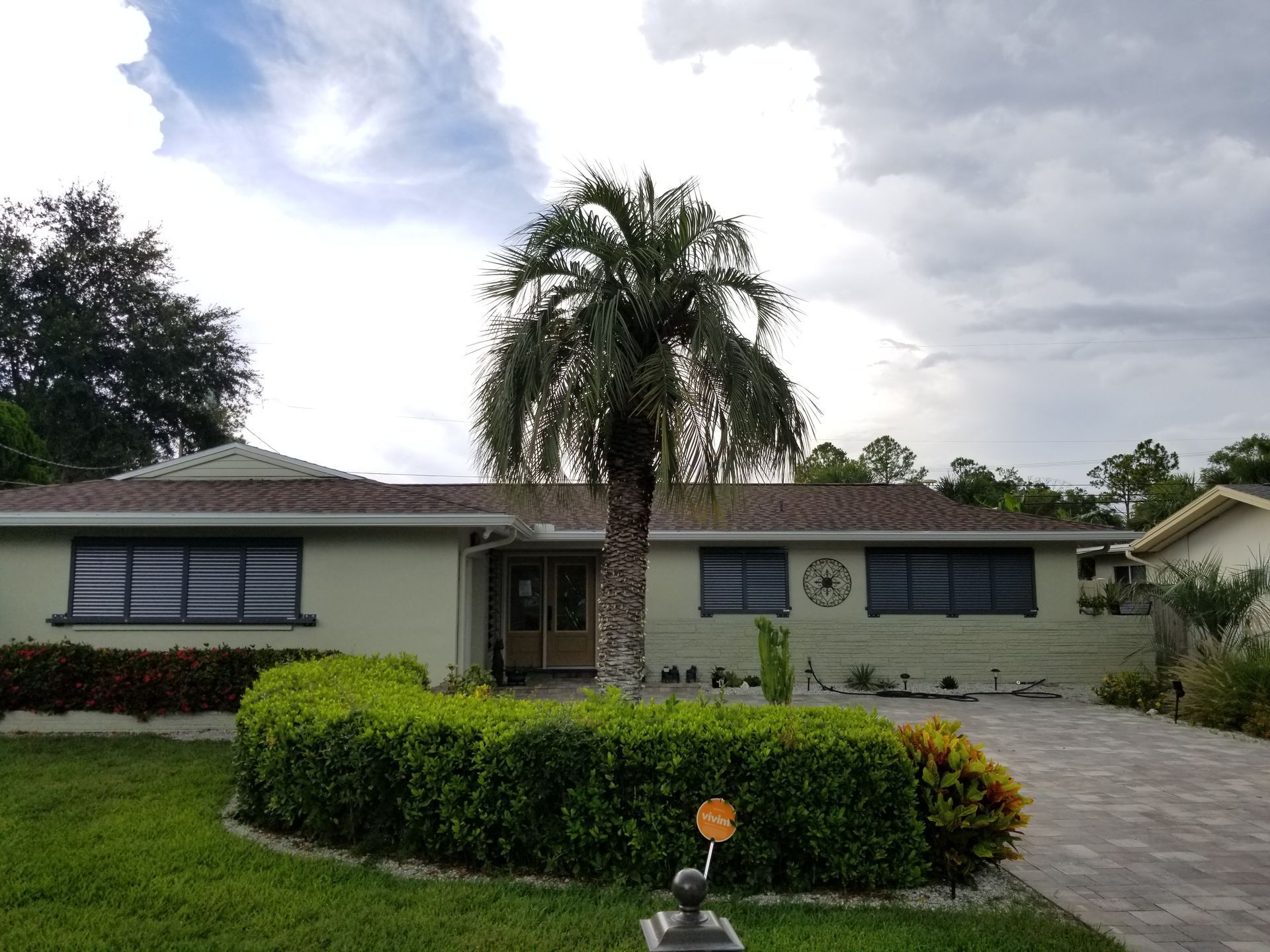 A house with a palm tree in front of it