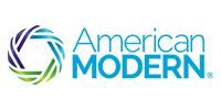 American Modern logo with blue text and multicolored circular swirl icon