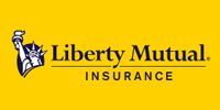 Liberty Mutual Insurance logo on a yellow background with the Statue of Liberty icon.