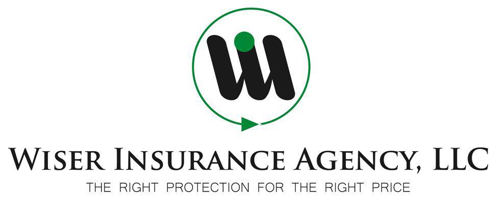 Wiser Insurance Agency, LLC logo with black and green emblem and tagline "The Right Protection for the Right Price"