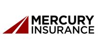 Mercury Insurance logo with red triangular mark and black text on white background