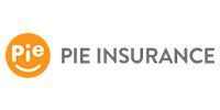 Orange Pie Insurance logo with smiling pie icon and gray text on white background