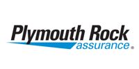 Plymouth Rock Assurance logo in black and blue text on a white background