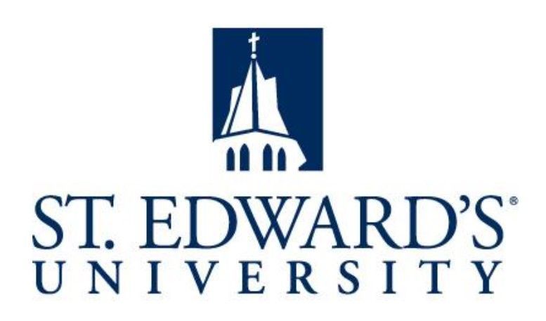 The logo for st. edward 's university is blue and white