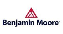 Benjamin Moore logo: red triangle over a white mountain design; navy text.