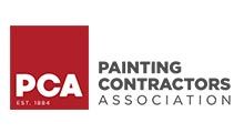 Logo for Painting Contractors Association: red square with