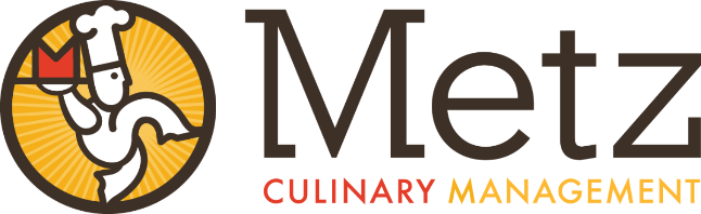 A metz culinary management logo with a chef holding a tray