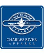 Charles River Apparel logo on a blue background.