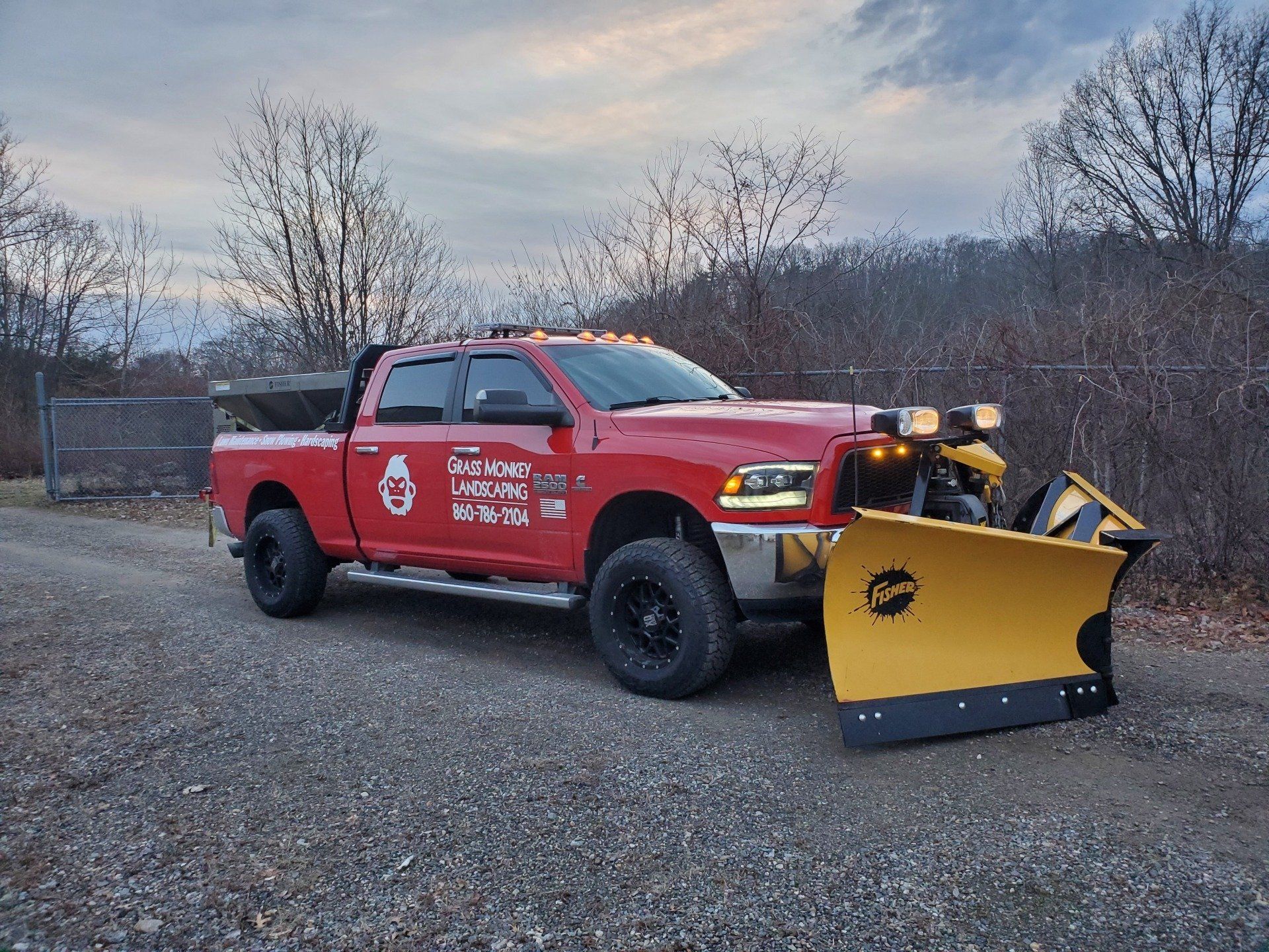Grass monkey snow plow truck