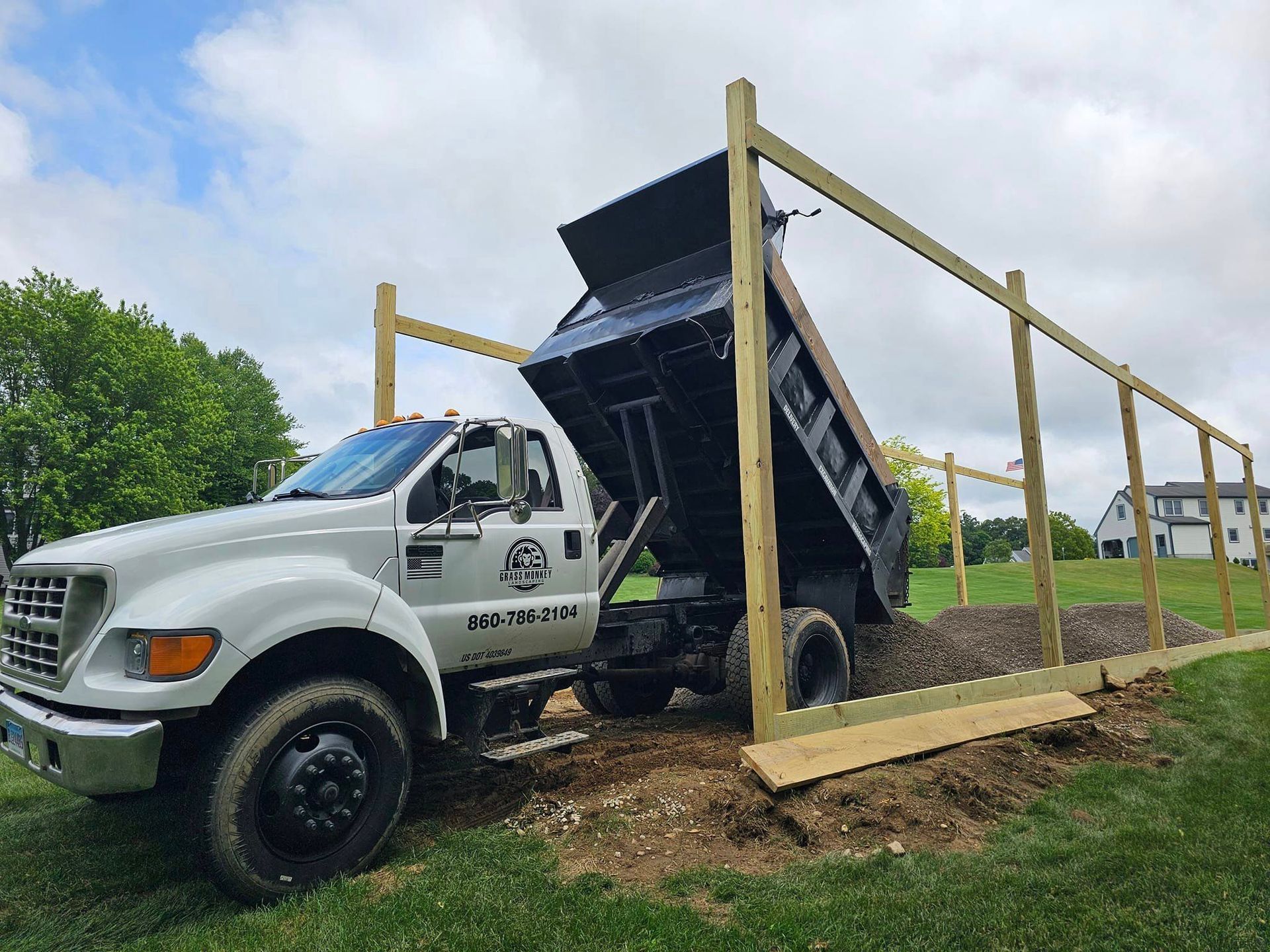 truck dumping gravel products