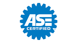 Blue ASE Certified logo, white text, gear-shaped border.