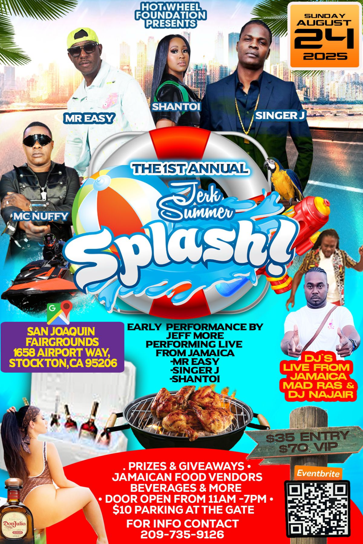 Event flyer for 1st annual Jerk Summer Splash!