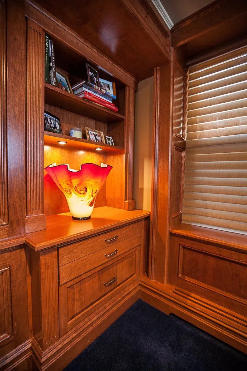 recessed lighting installation in custom cabinet