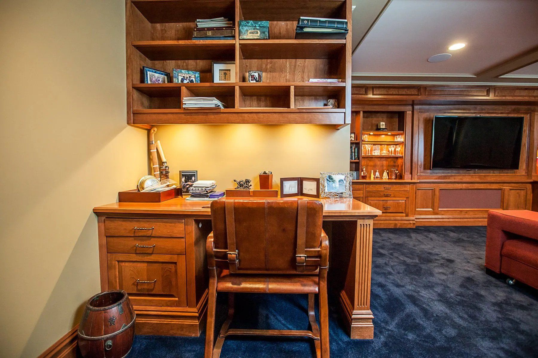 custom recessed lighting installation for desk