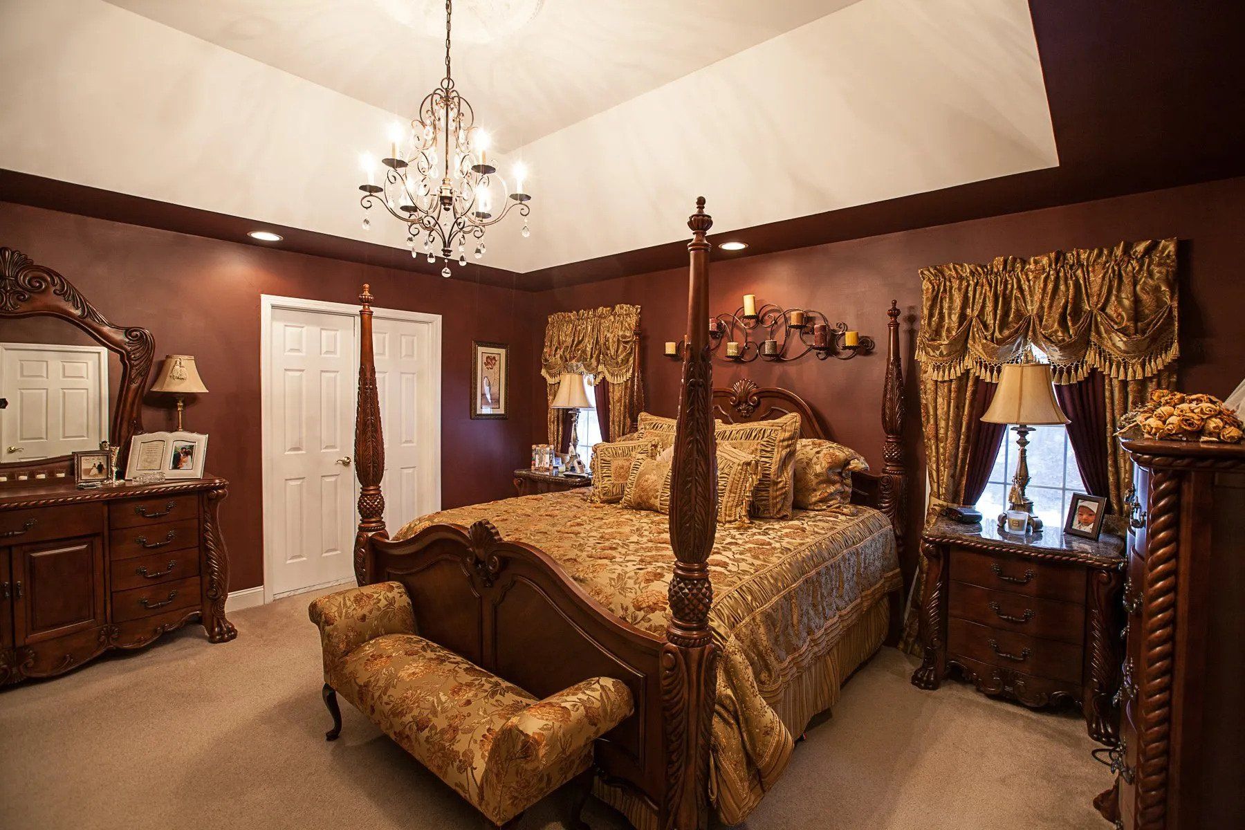 custom lighting installation for bedroom recessed lighting and chandelier