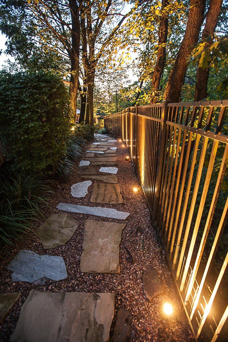 Residential home exterior custom path lighting