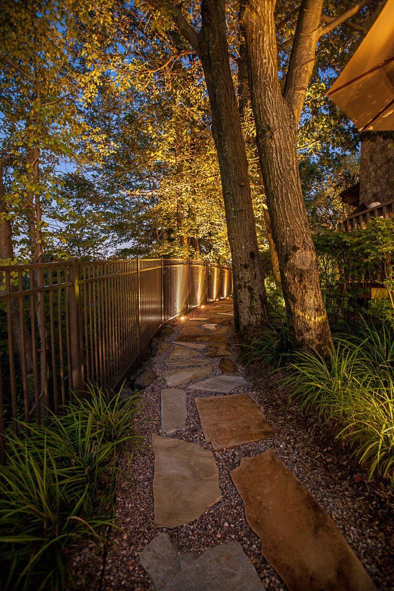 Residential home exterior path lighting