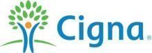 Cigna logo: a tree-like figure with a person in the middle, and the company name in blue.