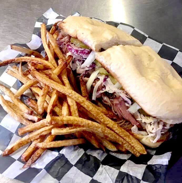 sandwich and fries