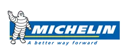 Michelin logo: White Michelin Man waving,