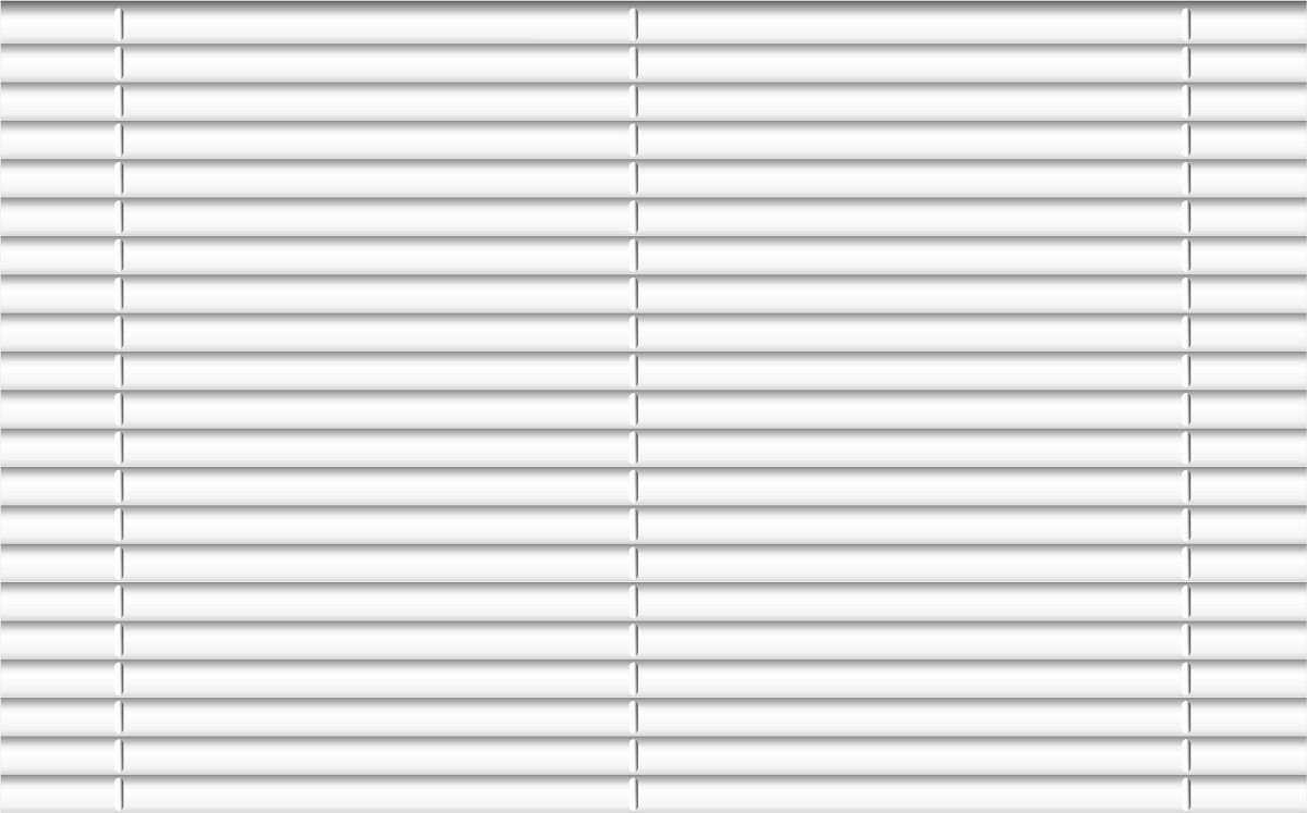 A close-up view of closed white horizontal window blinds.