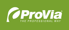 ProVia logo on a green background. White text and design elements, with the tagline 