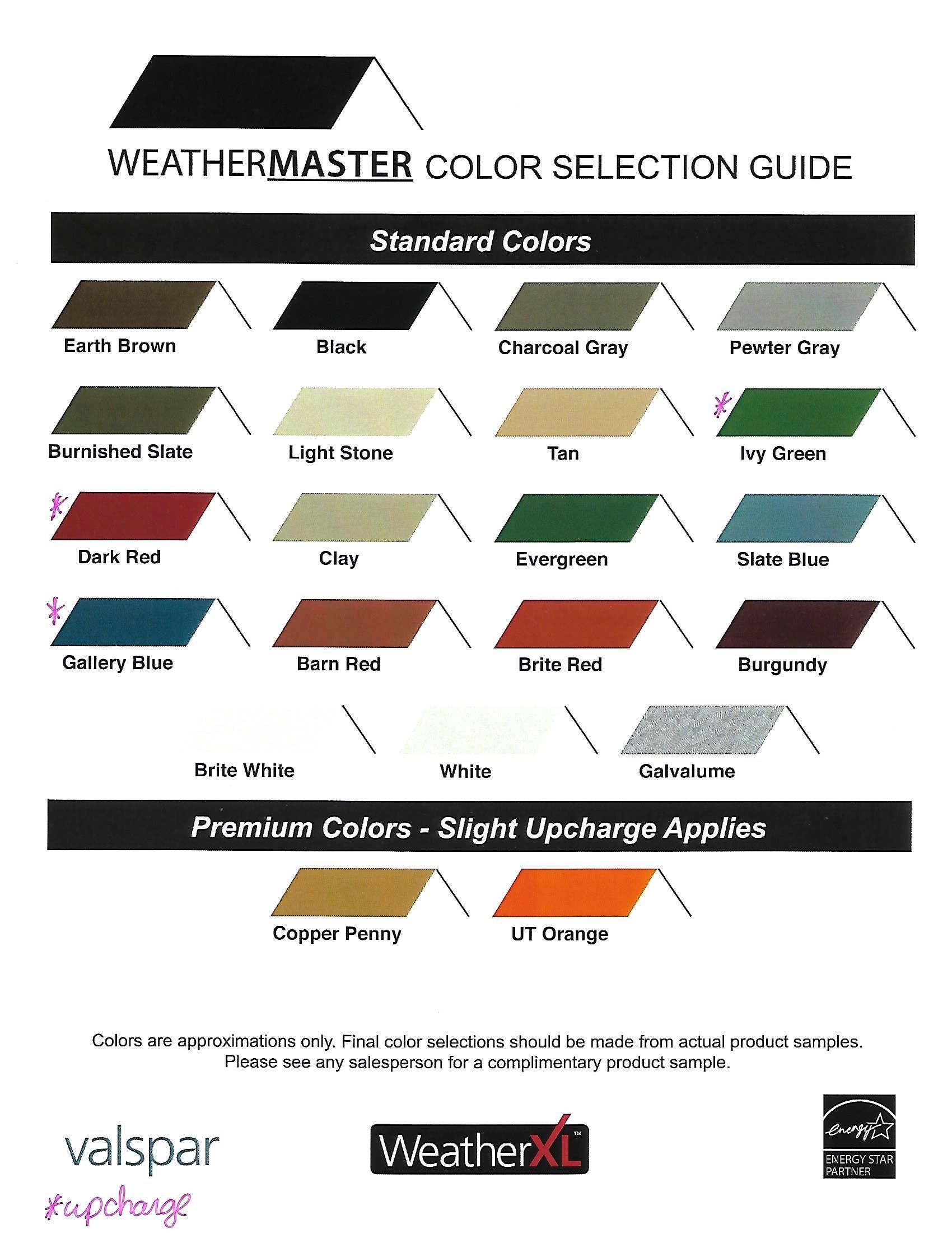 WeatherMaster color selection guide