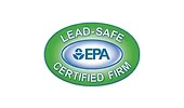 Lead-Safe EPA Certified Firm logo: Green oval with blue EPA emblem, text 