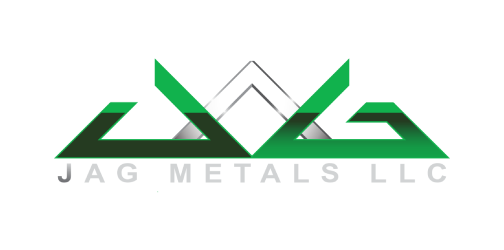 JAG Metals LLC logo with green and black stylized metal beams on a white background