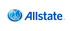 Allstate logo with two hands cupping a globe, blue text that says 