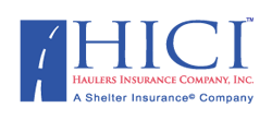 Logo for Haulers Insurance Company, Inc. with blue road graphic and text 