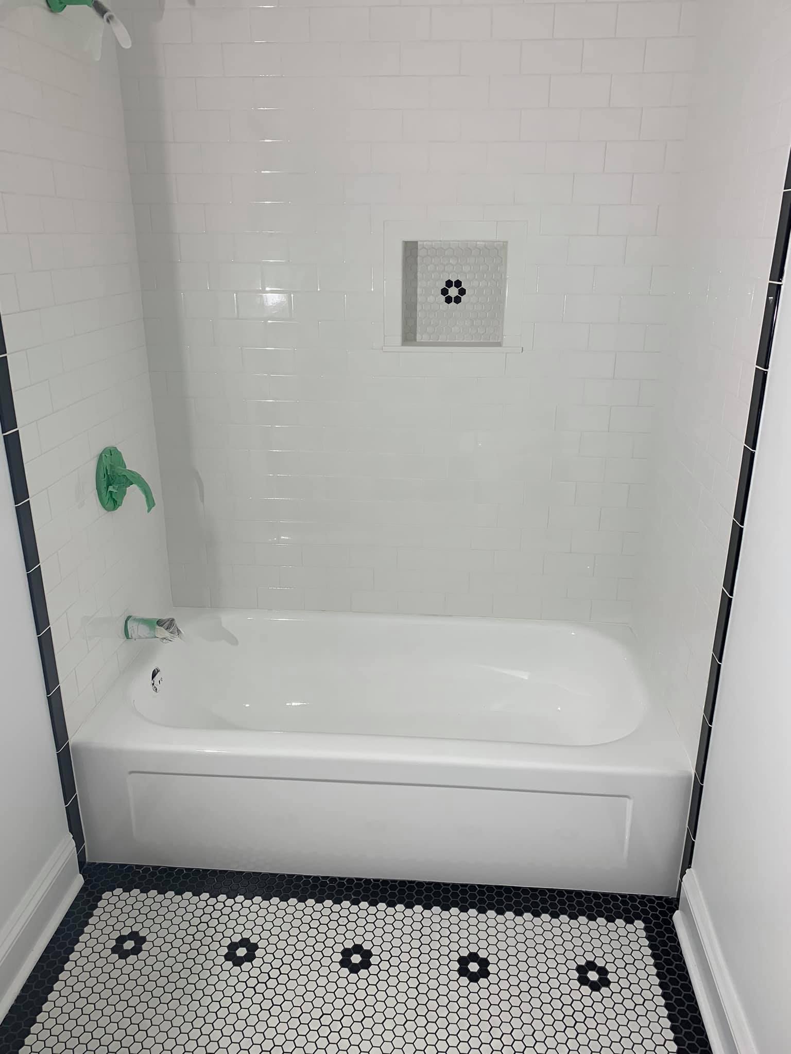 Bathroom tiles and tub