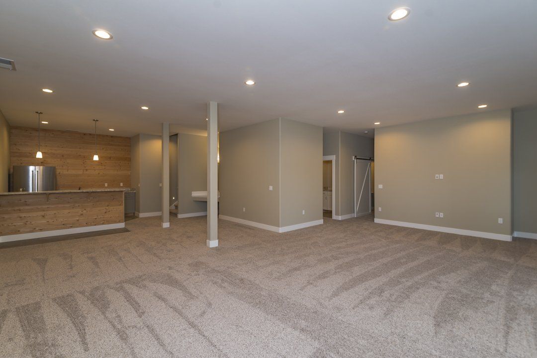 Interior with recessed lighting