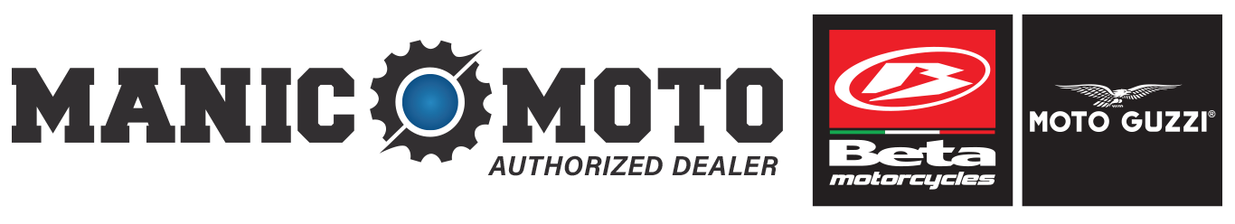 Logo for Manic Moto, an authorized dealer of Beta motorbikes and Moto Guzzi motorcycles.