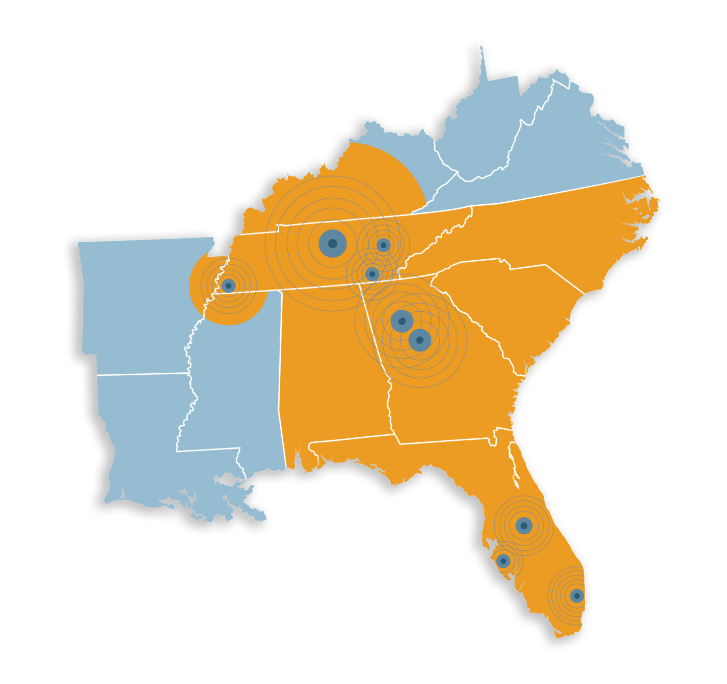 A map of the southeastern united states