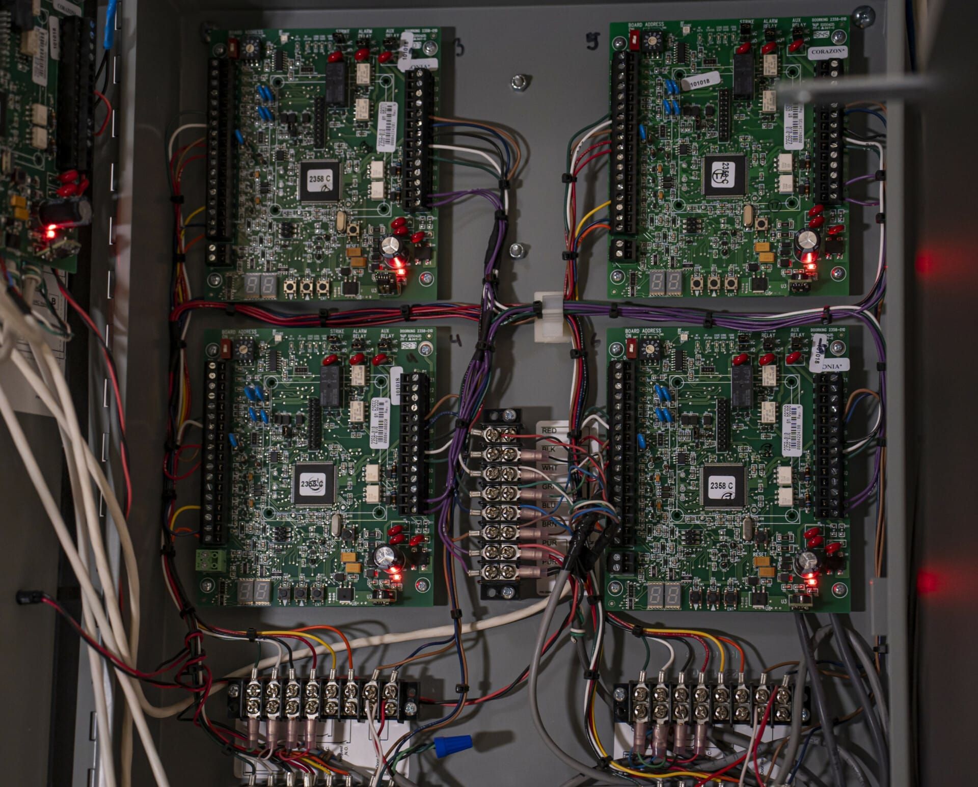 A bunch of circuit boards are connected to each other