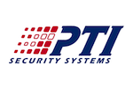 The logo for pti security systems is blue and red.
