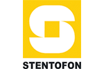 The logo for stentofon is a yellow square with a white s on it.