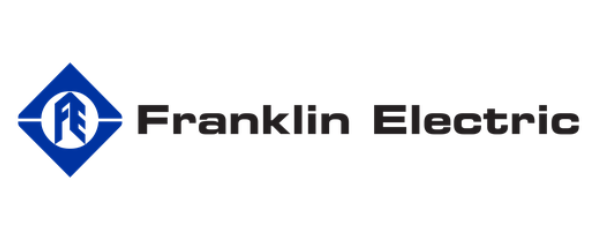 Franklin Electric logo with blue icon and black wordmark on white background