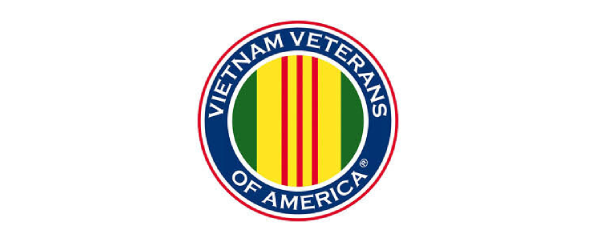 Vietnam Veterans of America circular logo with red, white, blue, and green vertical stripes