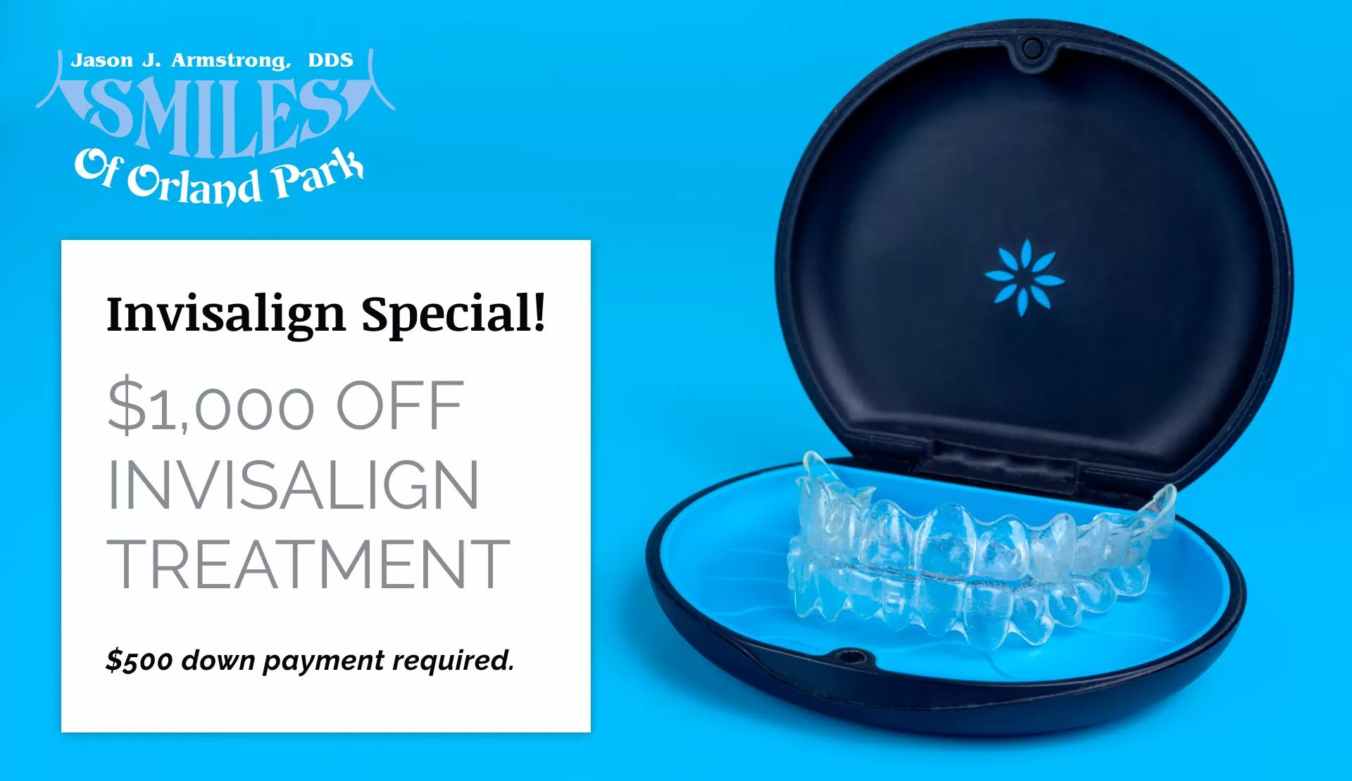 An advertisement for a $ 1,000 Off Invisalign Treatment