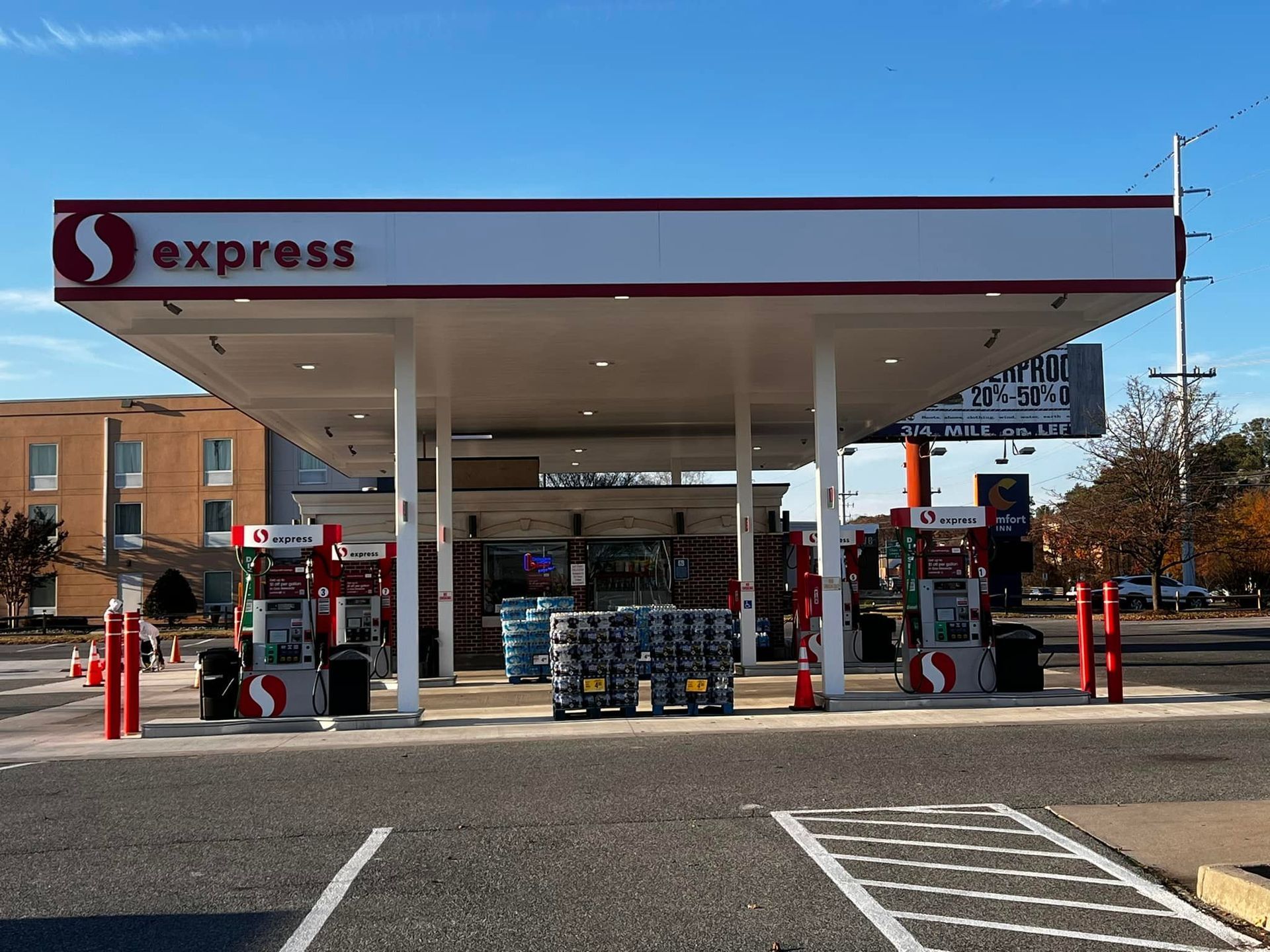 A gas station with the word express on it
