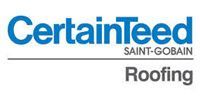 CertainTeed Saint-Gobain roofing logo with blue text and red roof icon